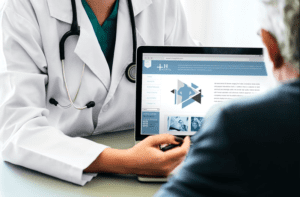 doctor explaining with laptop