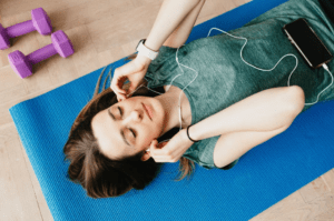 listening on earphones
