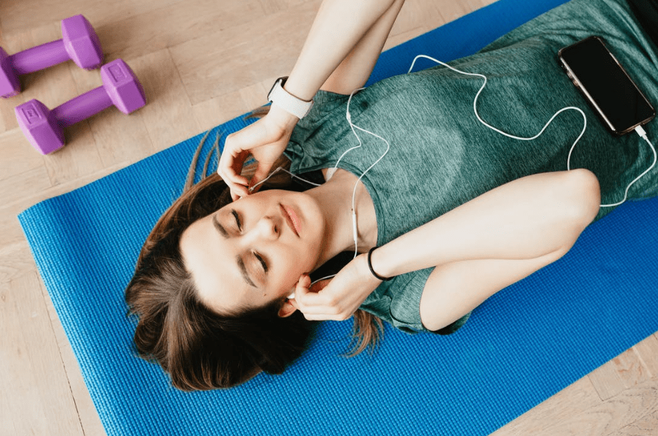listening on earphones